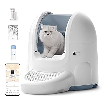 ✨新品✨自動猫トイレ 猫 トイレ 高性能 自動清掃 飛散防止 多頭飼い　ペット Amazon | 猫 トイレ自動 最新型アップグレード全自動猫用トイレ